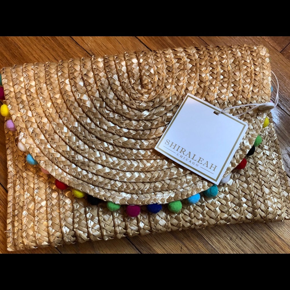 SHIRALEAH Tan Pom-Pom Clutch - Picture 2 of 2